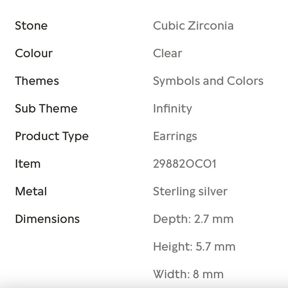 Pandora sterling silver infinity studs with cubic zirconia accents - NWOT - Picture 6 of 6